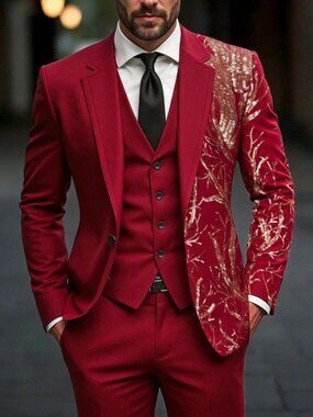 Men’s Sequined Slim Fit 2PC Suit Set
